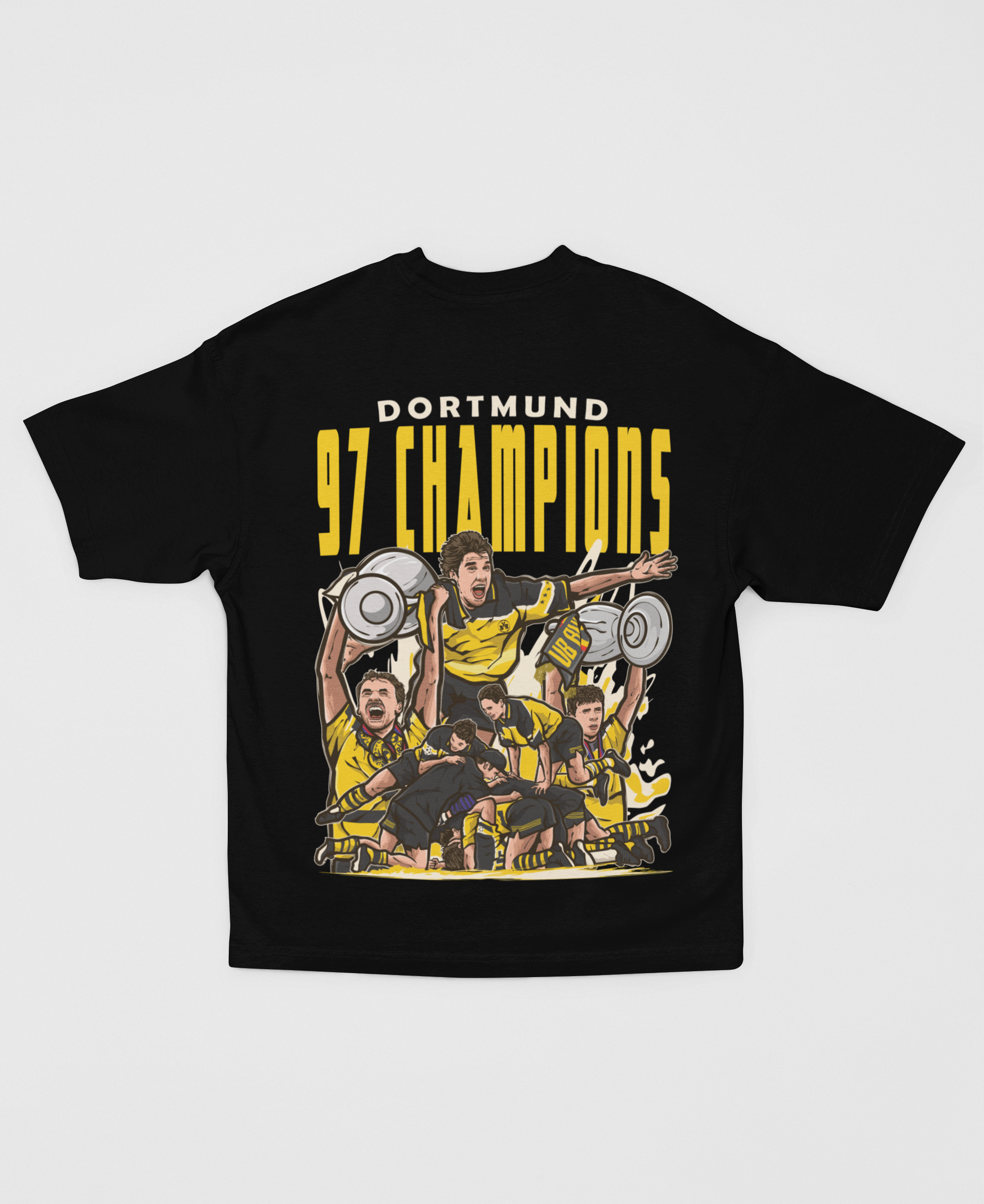 97er Champions League Legends T-Shirt mit Back Print – Lockerer Schnitt, Premium Qualität, 100% Baumwolle | Another Icon Dortmund Design